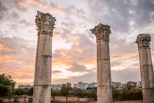 uins of a Roman Colonnade in the city of Mersin, Turkey