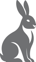 Stylized grey rabbit logo on white background bunny, Rabbit logo design gray bunny vector