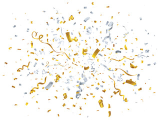 Celebration Burst of Gold and Silver Confetti