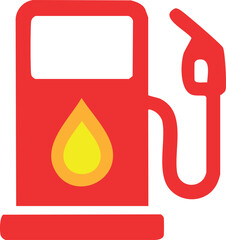 A vibrant red gas station pump with a flame, symbolizing energy, fuel, and transportation