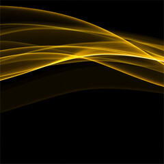 Abstract golden waves on black background, flowing and elegant design.
