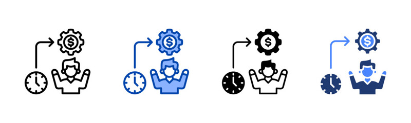 Efficiency icon set multiple style collection