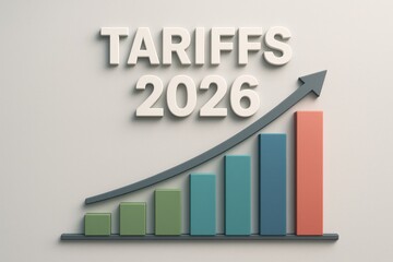 Rising tariffs chart with upward arrow for 2026, concept for economy