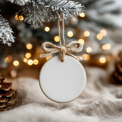 christmas hang tag with christmas tree and decorations