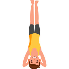 Man Performing Headstand Yoga Pose In A Yellow Tank Top And Dark Shorts With A Transparent Background Optimized For Graphic Design And Wellness Content