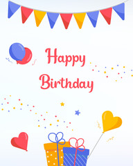 Birthday Celebration Poster with Balloons and Gifts