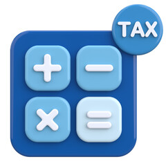 Fototapeta premium 3D Tax Icon Illustration with Calculator and Finance Elements.