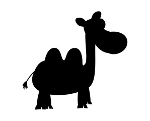 Camel in profile and with black shadow on white background - vector