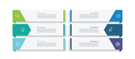 Business infographic template. 6 Step timeline journey. Process diagram, Infographic elements vector illustration.