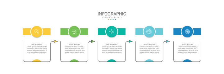 Vector infographic label template with icons. 5 options or steps. Infographics for business concept.