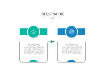 Vector infographic label template with icons. 2 options or steps. Infographics for business concept.