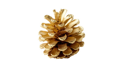 Elegant golden pinecone gleams with luxurious metallic sheen, perfect for sophisticated holiday decor and premium design projects