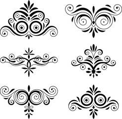 Elegant ornamental design elements set with flourishes and swirls