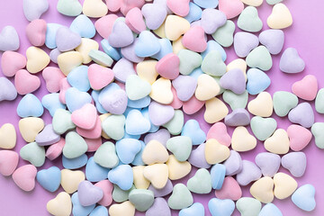 I heart you, phrase on Pastel candy conversation heart. Valentine's Day background