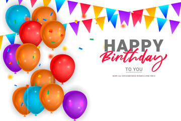 Happy birthday card celebration balloons high resolution PNG photo