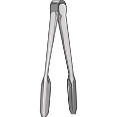 Silver Metal Kitchen Tongs With Open Gripping Ends On Transparent Background