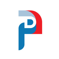 Blue, and Red shapes that create a stylized letter P.