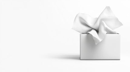 Soft tissues in white box on transparent background