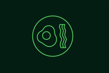 scrambled eggs and pork illustration in flat style design. Vector illustration.	