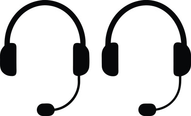 headset representing communication and customer support service silhouette vector illustrations