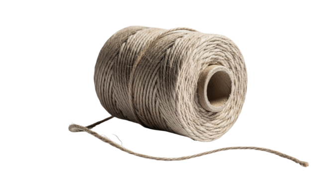 Spool of packing twine on a transparent background for packaging materials  