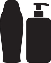  shampoo conditioner bottles icon clean silhouette vector illustration