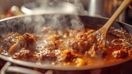 pot of Jamaican stew chicken