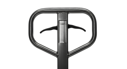Steel handle of pallet truck from front view isolated on a transparent background 