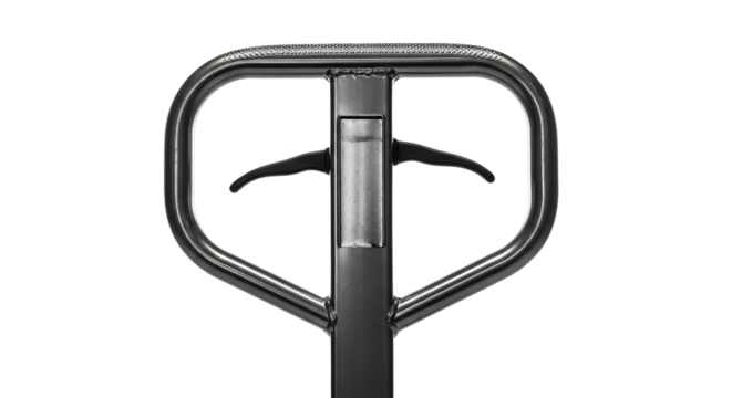 Steel handle of pallet truck from front view isolated on a transparent background 