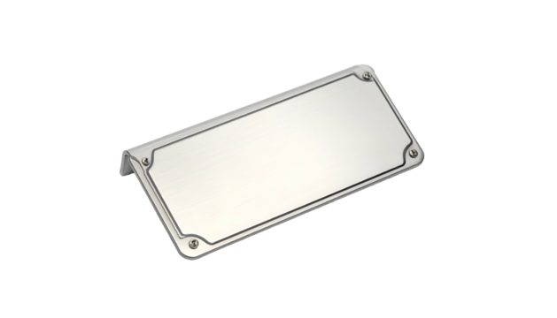 Metal rectangular plate with mounting flange on black background
