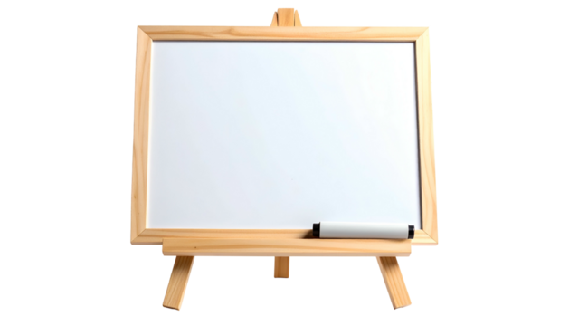 Small easel holding a blank whiteboard and marker
