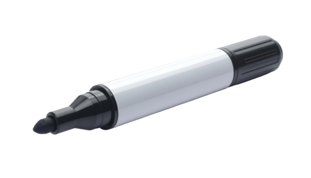 Black marker with white body and black cap on black background