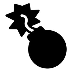Bomb with spark of burning fuse solid icon, police force concept. Vector graphics. Cannon ball bomb, ammunition sign on white background, style icon mobile or web design.