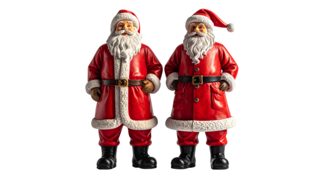 Vintage festive Santa figurine isolated on transparent background