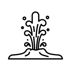 Stylized Fountain Design: Black Outline, Water Spraying Upward