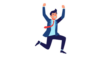 Joyful Businessman Celebrating Success With Arms Raised High Reaching His Goal With Enthusiasm
