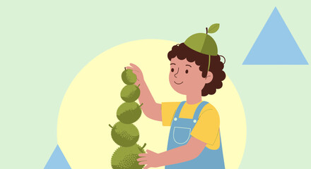 Joyful Child Balancing Green Spheres, Demonstrating Patience and Playfulness Gracefully