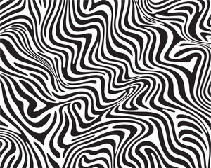 Abstract Black and White Wavy Lines Pattern Background