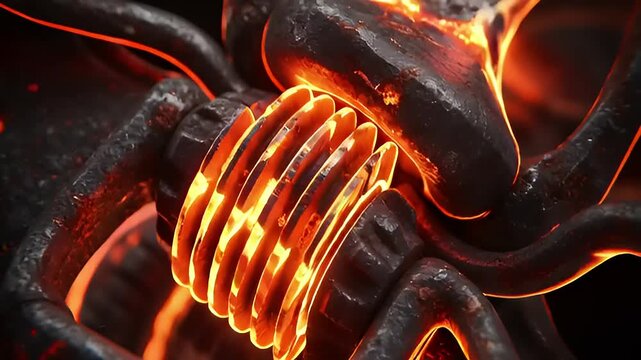 Fiery Coil - A Close-Up of a Glowing Metallic Structure.