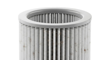 HEPA filter for pet vacuum close-up illustrating pet dander management  isolated on a transparent background 