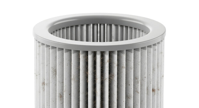 HEPA filter for pet vacuum close-up illustrating pet dander management  isolated on a transparent background 