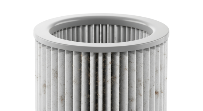 HEPA filter for pet vacuum close-up illustrating pet dander management  isolated on a transparent background 