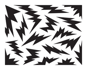 Abstract Black Lightning Bolt Shapes Vector Background