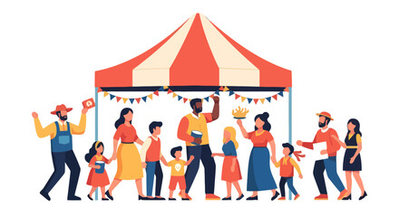 Naklejka premium Joyful Gathering Of Families And Friends At A Festive And Celebratory Community Event