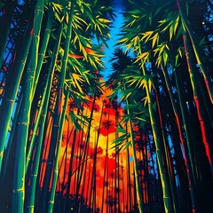 template with an abstract and minimalist bamboo forest theme, to match the bamboo forest theme,Generativev AI