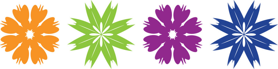 Floral Geometry Fusion – Trendy Vintage Flower Vector Pattern with Colorful Shapes, Decorative Elements, and Elegant Botanical Texture Design