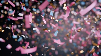 A festive corporate event moment as confetti falls during the announcement of gift certificate winners, representing excitement, achievement, and workplace celebration. cinematic color correction,