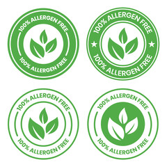 Allergen free label or Allergen free symbol vector isolated in flat style. Best Allergen free label vector for product packaging design element. Allergen free symbol for packaging design element.