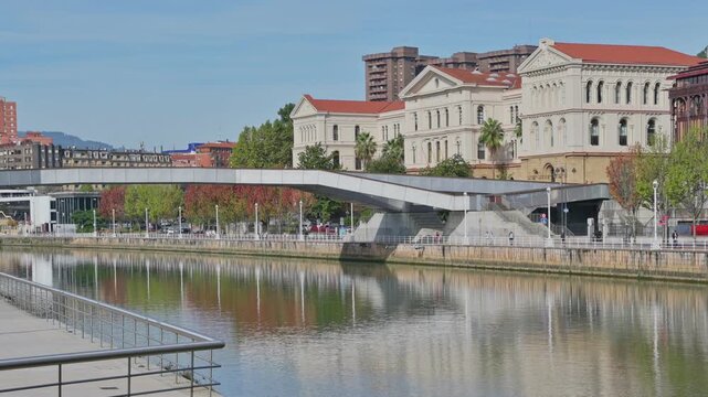 University of Deusto and Footbridge Over the River Nervion in Bilbao Spain