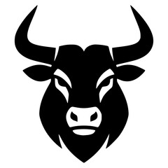 Stylized Black Bull Head Logo Taurus Zodiac Sign